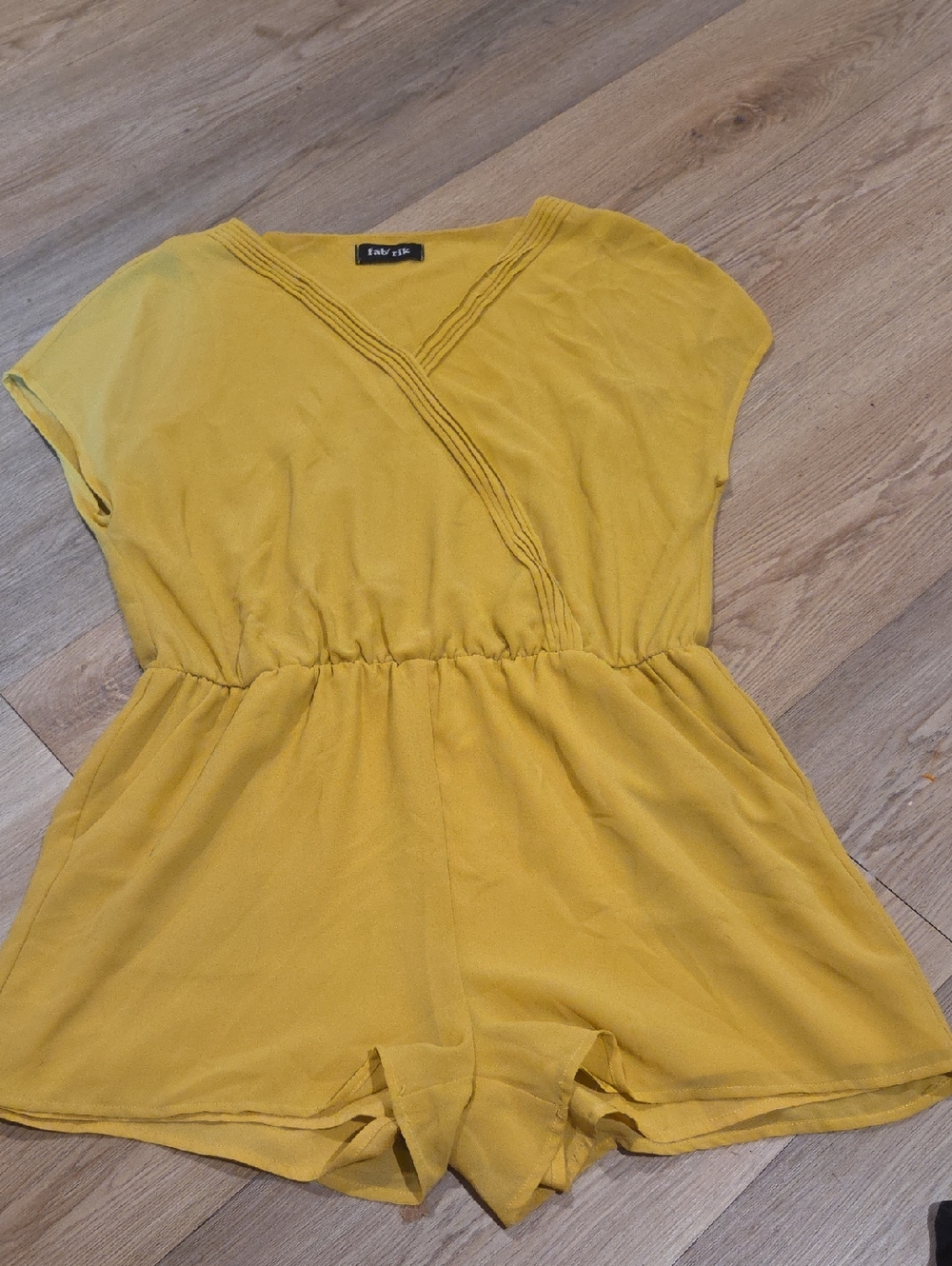 fab'rik Mustard Yellow Wrap-Front Romper Shorts